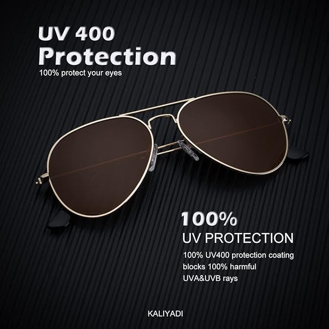 KALIYADI Classic Aviator Sunglasses for Men Women Driving Sun glasses Polarized Lens UV Blocking