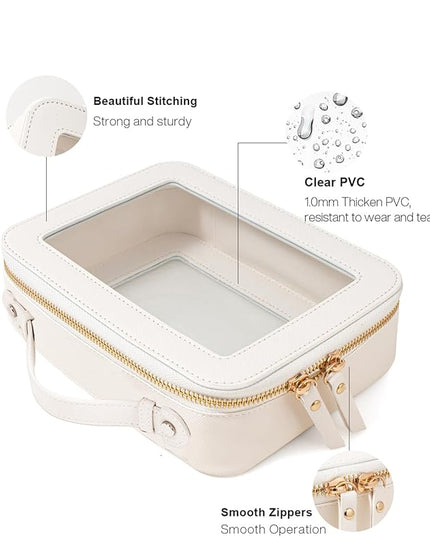 Travel Clear Makeup Bag Set, TSA Approved Cosmetic Bag Case with Zipper Portable Makeup Pouch Toiletry Bag Traveling Cosmetic Organizer Storage Bag Car Organizer Car Essentials