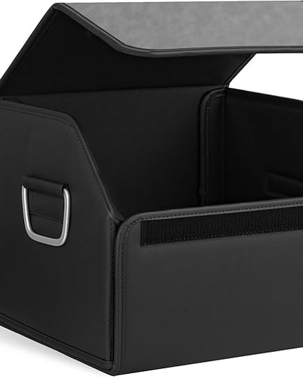 JEYODA Suede Leather Trunk Organizer, Large Capacity Soft Car Organizers and Storage,foldable,with lip, for Car SUV/Jeep/Sedan/Home/Camping (Grey,Small)