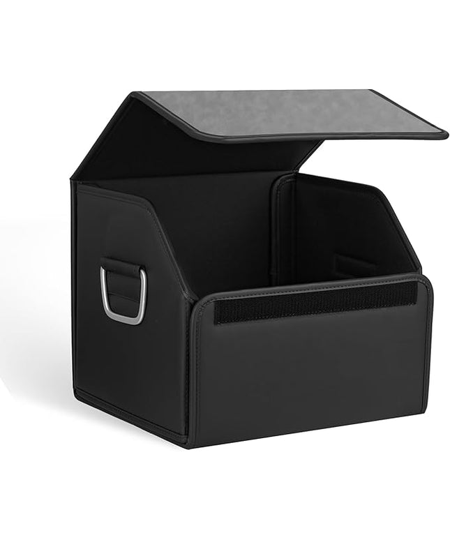 JEYODA Suede Leather Trunk Organizer, Large Capacity Soft Car Organizers and Storage,foldable,with lip, for Car SUV/Jeep/Sedan/Home/Camping (Grey,Small)