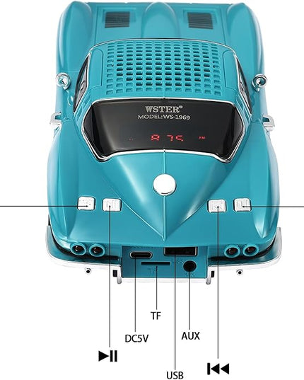 Retro American Style car Bluetooth Speaker, Portable Wireless Outdoor Speaker, TWS Stereo, Support USB/TF/AUX, Party Bluetooth Speaker with Microphone,Classic car Gifts for Men(Green)