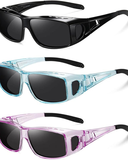 Wzerry Sunglasses Fit Over Glasses Polarized for Men Women, Wrap-Around Glasses UV400 Protection for Driving and Outdoor