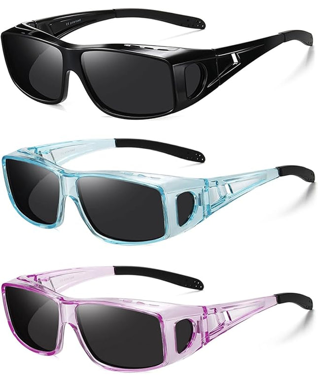 Wzerry Sunglasses Fit Over Glasses Polarized for Men Women, Wrap-Around Glasses UV400 Protection for Driving and Outdoor