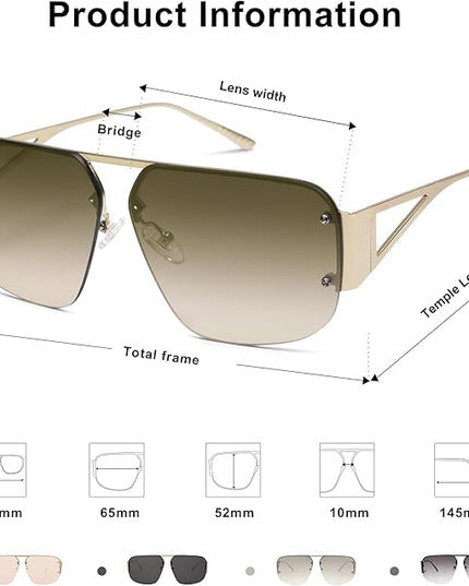 SOJOS Trendy Aviator Sunglasses Mens Womens Retro Metal Rimless Frame Shades Lentes De Sol Para Mujer SJ1192