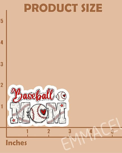 (3PCS) Baseball Mom Sticker, Sport Stickers - Waterproof Vinyl Decal for Laptop, Water Bottle, Tumbler, Scrapbook, Helmet, Gift for Mom Mama Mother's Day Size 3" x 2.9 "