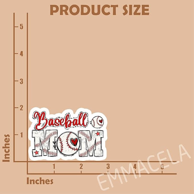(3PCS) Baseball Mom Sticker, Sport Stickers - Waterproof Vinyl Decal for Laptop, Water Bottle, Tumbler, Scrapbook, Helmet, Gift for Mom Mama Mother's Day Size 3" x 2.9 "