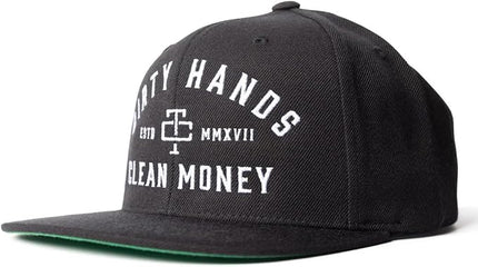 TROLL CO. CLOTHING Dirty Hands Clean Money Meshback Hat - Black, Adjustable Snapback, Curved Brim, One Size Fits Most