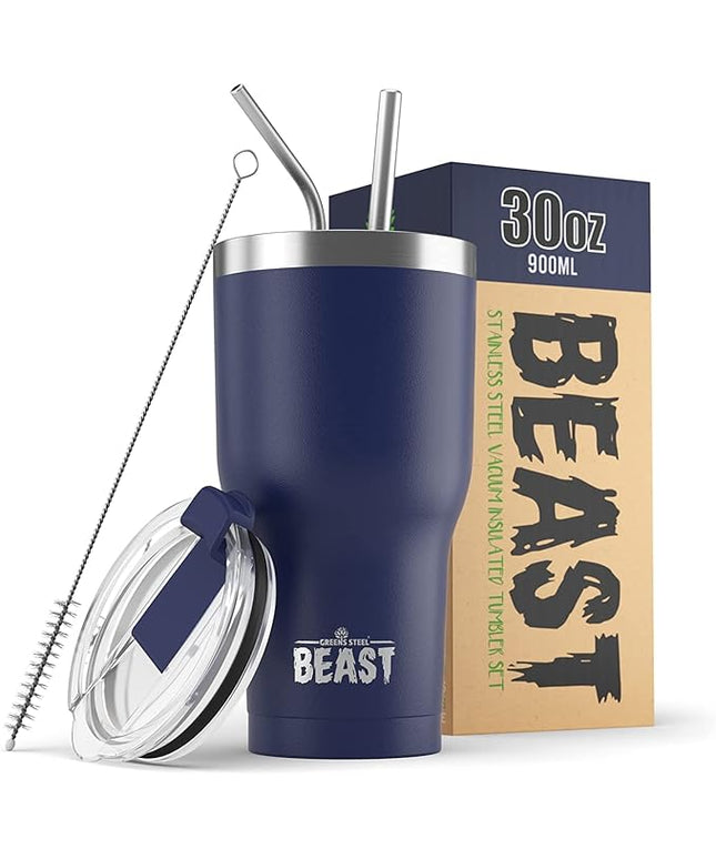 Beast 30 oz Tumbler Stainless Steel Vacuum Insulated Coffee Ice Cup Double Wall Travel Flask (Royal Blue)
