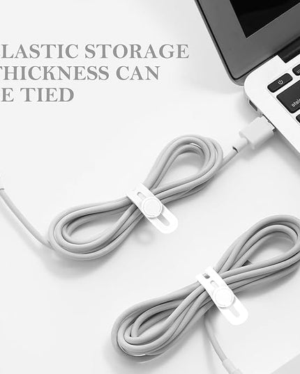 Donruby 30Pcs Silicone Cable Ties - Reusable & Washable with Adjustable Locking Buckles, High Elasticity Cable Management Straps for Home, Office, School, Travel Essential Cord Organizer (White)
