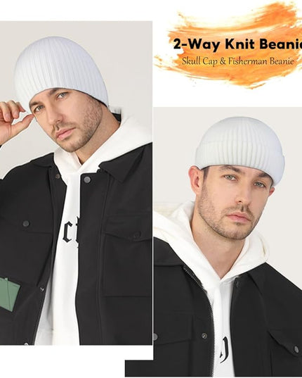Heniho Winter Wool Beanies for Men Women, Warm Plain Toboggan Hats Ski Running Knit Skull Cap