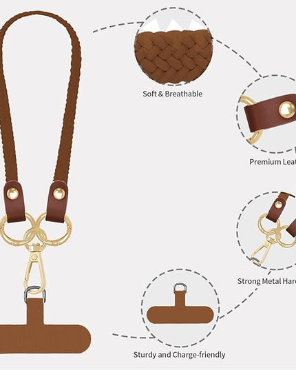 Stretchy Phone Lanyard Tether, 2 Pack Phone Leash Anti-theft Phone Strap for Anti-drop Outdoor Hiking Cycling Climbing Universal for Most Cell Phones, Dark Brown