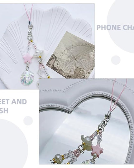 Beaded Shell Phone Chain Charm for Women Bohemian Design Strap Accessory Lanyard for Keys and Bags for Daily Use