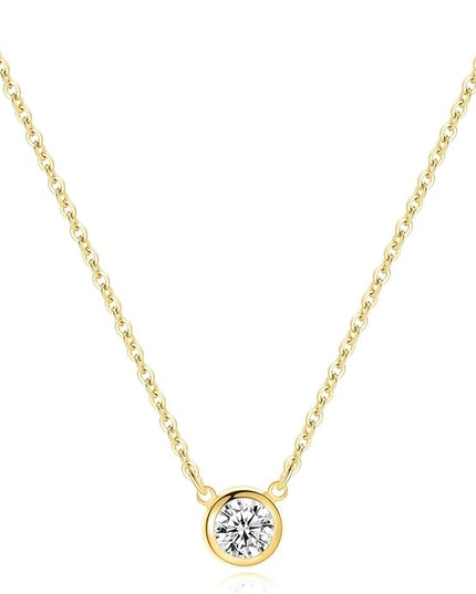 Tewiky Dainty 14k Gold Plated/Silver Cubic Zirconia Necklaces for Women, Simple CZ Jewelry Necklaces Trendy Gifts