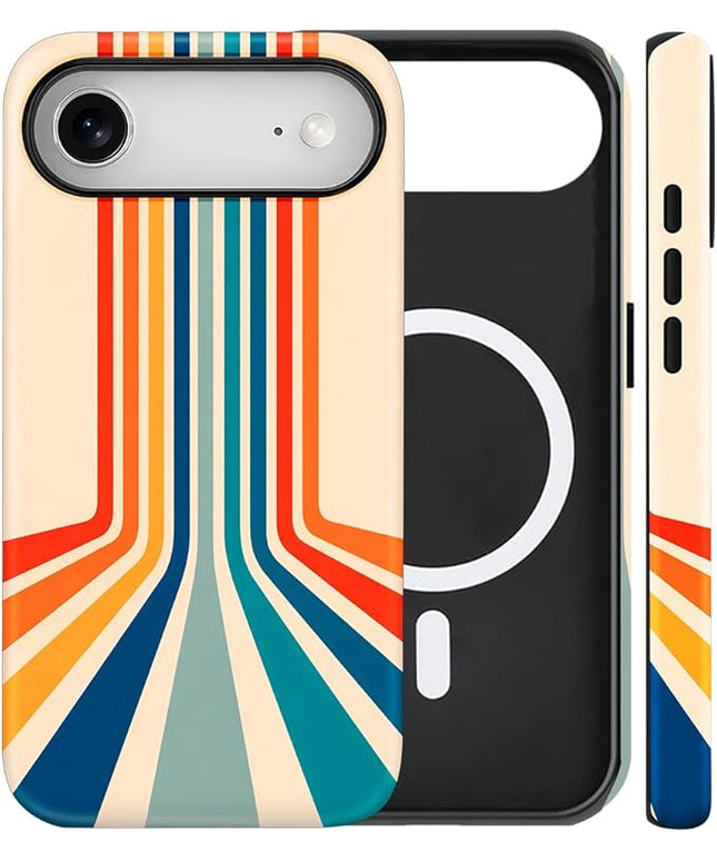 Magnetic for iPhone 17 Air Case Cute Frog Stripes Phone Case, Summer Shockproof Slim TPU and Hard PC Protective Phone Cover Compatible with MagSafe Designed for Women Girls
