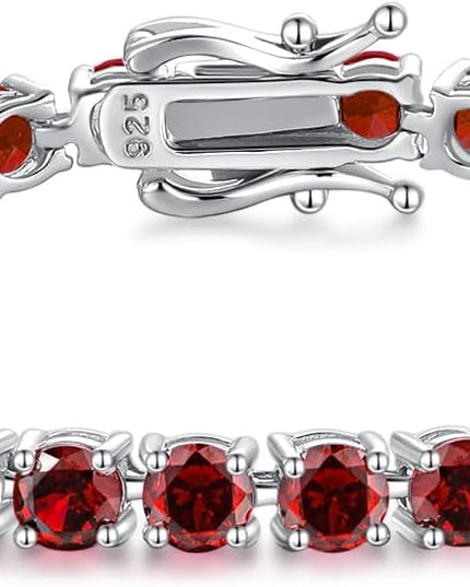 FANCIME Birthstone Bracelet Sterling Silver Gemstone Tennis Bracelets Fine Jewelry Wedding Bridal Prom Birthday Gift for Women Her, Length 7.2 Inch Width 4mm
