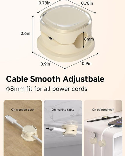 Magnetic Cable Clips, Adjustable Cord Holder Management, Adhesive Wire Keeper Organizer for Home Office Desk Phone PC Car Wall Desktop Nightstand Appliance (9-PCS Apricot)