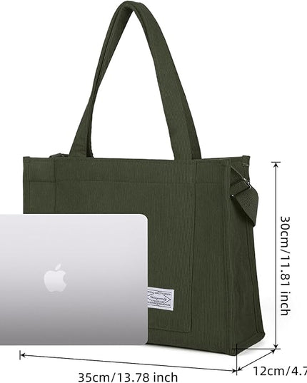 Valleycomfy Corduroy Tote Bag for Women Travel Crossbody Bag Purse Women Shoulder Bags Work Handbags Everyday Hobo Bag