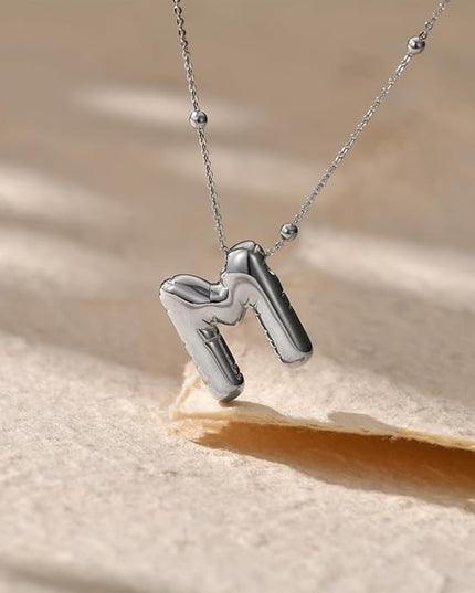 LUCA SMITH Initial Necklaces for Women, Dainty Balloon Bubble Letter, Name Letter Alphabet Pendant Layered Choker Chain Jewelry Gift