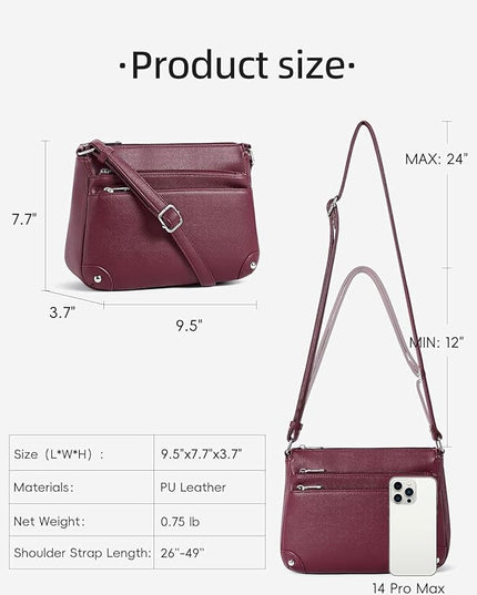 WESTBRONCO Crossbody Bags for Women, Medium Size Shoulder Handbags, Satchel Purse with Multi Zipper Pocket