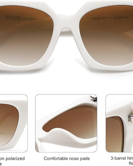 SOJOS Large Oversized Polarized Sunglasses for Women, Big Designer Womens Trendy Square Shades SJ2205