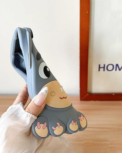 Case Compatible with iPhone 15 Pro,Cute 3D Kawaii Funny Grey Donkey Cartoon Cover with Keychain Soft Silicone Gel Drop Protector Women Girls