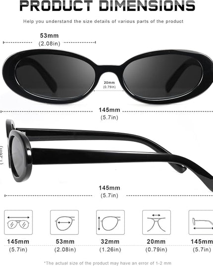 DANAMY Sunglasses Womens Retro Oval Sunglasses for Women Men Fashion Small Oval Sun Glasses 90s Vintage Driving Shades