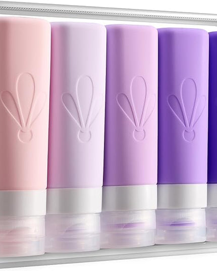 INSFIT Travel Bottles for Toiletries, TSA Approved 3oz Travel Size Toiletries, BPA Free Leak Proof Squeezable Silicone Tubes Travel Essentials for Shampoo Conditioner Lotion Soap