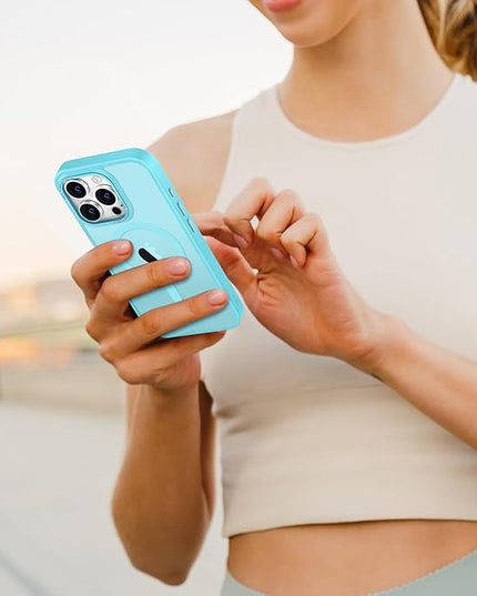 Hython Case for iPhone 16 Pro Case Magnetic Translucent Matte Phone Cases 6.3" [Compatible with MagSafe] Thin Slim Fit Shockproof Bumper Hard Protective Cover for Women Men Girls, Frosted Lake Blue