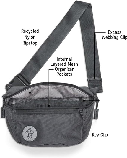 Baboon to the Moon Fanny Pack Full Size 3L Water Repellent Waist Bags Crossbody Belt Bag Lightweight Travel Everyday Bag for Men Women, Grey