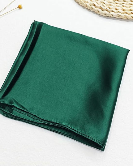 CHUNG Women's Square Satin Scarf 27.5" Bandanas Solid 50s Retro Neck Scarves Emulation Silk Handbag Hair Ribbons Necktie