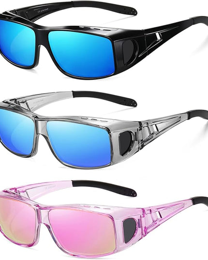 Wzerry Sunglasses Fit Over Glasses Polarized for Men Women, Wrap-Around Glasses UV400 Protection for Driving and Outdoor