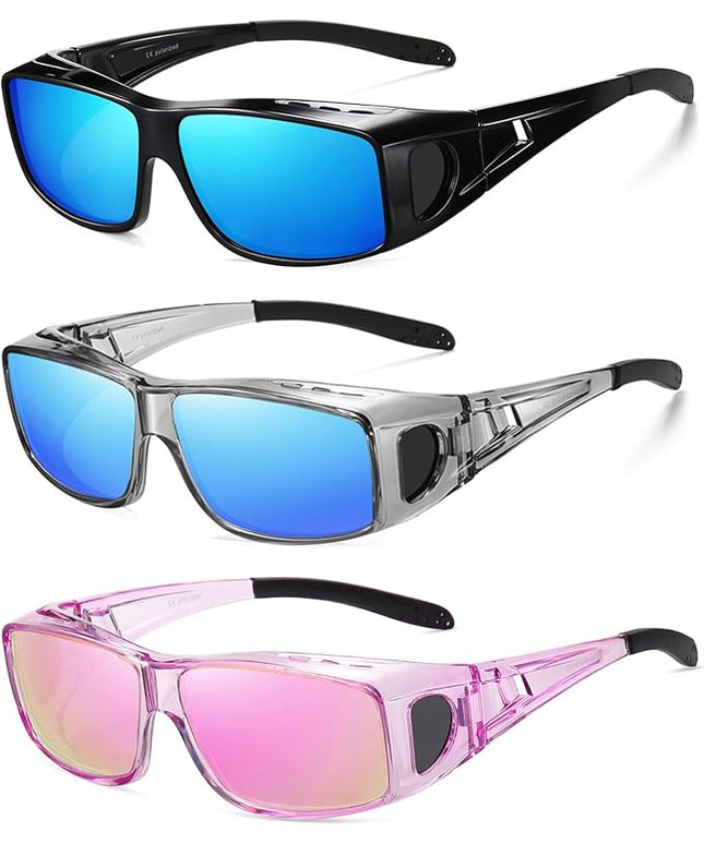 Wzerry Sunglasses Fit Over Glasses Polarized for Men Women, Wrap-Around Glasses UV400 Protection for Driving and Outdoor