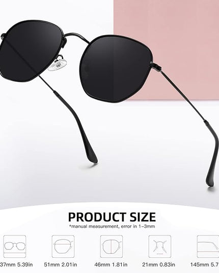 MEETSUN Polarized Hexagon Sunglasses for Women Men Polygon Square Sun Glasses UV400 Protection Metal Frame