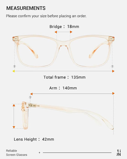 TIJN Blue Light Blocking Glasses for Women Men TR90 Frame Square Nerd Eyeglasses Anti Blue Ray Computer Screen Glasses
