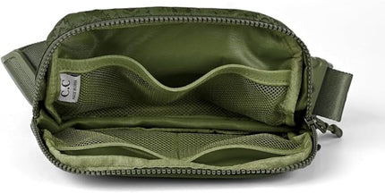 C.C Belt Bag for Women – Quilted Fanny Pack Crossbody Waist Bag with Adjustable Strap, Fashion Gift Idea (Aztec Pattern - olive)