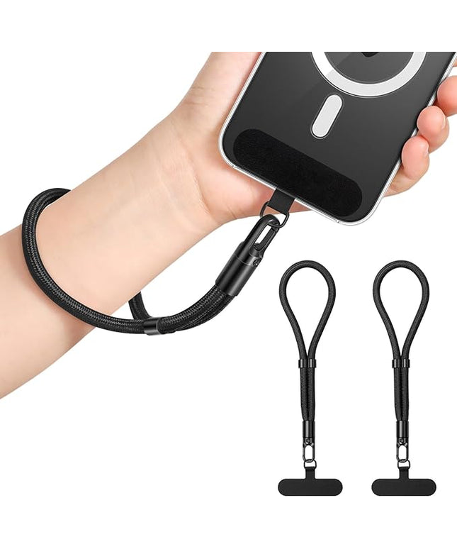 MoKo 2 Pack Phone Wrist Strap Anti-theft, Adjustable Hand Wrist Phone Lanyard with 360° Rotating Hook and Tether Tabs, Cellphone Wristlet Strap for iPhone, Most Smartphones, Black+Black