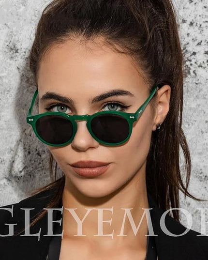 Gleyemor Vintage Polarized Sunglasses for Men Round Sunglasses UV400 Protection Retro Hand-crafted Acetate Frame