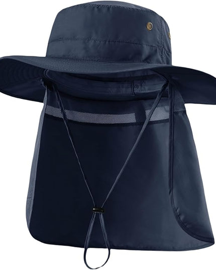Home Prefer UPF50 Mens Sun Hat with Neck Flap Quick Dry UV Protection Cap Womens Wide Brim Fishing Hat Neck Flap Beach Garden