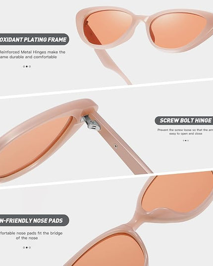 Retro Vintage Narrow Cat Eye Sunglasses for Women 90s Small Chic Style Trendy Sunnies UV400 Protection FZN7514