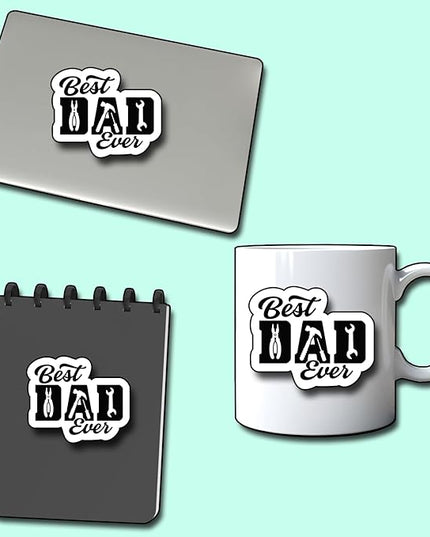 (3Pcs) Best Dad Ever Sticker, Decal Gifts Dad Decorate Books Laptop Phone Water Bottles Kindles Stickers Tumbler Sticker Waterproof Vinyl Decorate Sticker 3 x 2.6 Inch