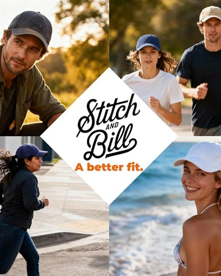Stitch and Bill Mens Athletic Deep-Crown Baseball Cap 100% Soft Cotton Unstructured Dad Hat Outdoors Adjustable