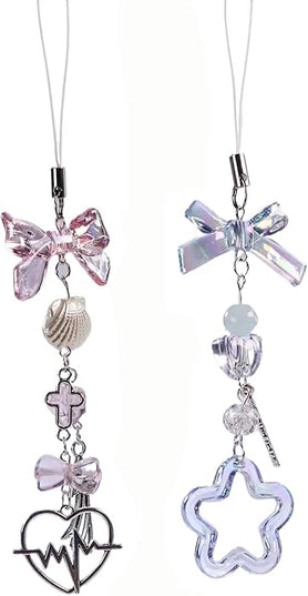 1-4PCS Cute Phone Charms Aesthetic Y2K Cell Phone Charms Strap Strawberry Butterfly Star PhoneCharm Y2K Accessories for Bag Keychain Airpods Camera Pendants Decor