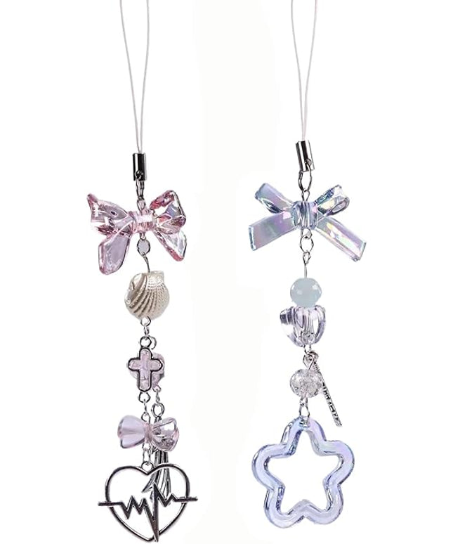 1-4PCS Cute Phone Charms Aesthetic Y2K Cell Phone Charms Strap Strawberry Butterfly Star PhoneCharm Y2K Accessories for Bag Keychain Airpods Camera Pendants Decor