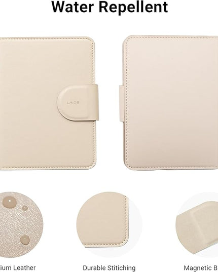 LHiDS Leatherette Passport Holder with RFID Protection, Premium PU Leather, Snap Button Closure, Travel Passport Wallet Cover for Passport, Boarding Passes, Business Cards, Cash (Apricot)