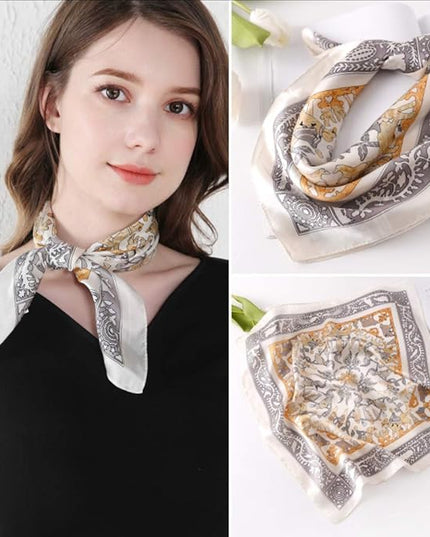ANDANTINO 100% Real Mulberry Silk Scarf -21'' x 21''- Lightweight Neckerchief –Women Men Small Square Digital Printed Scarves