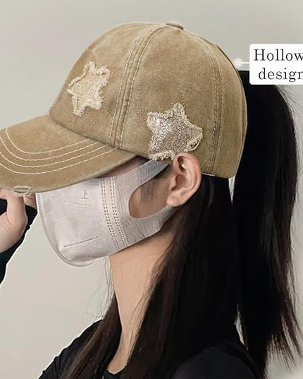 YeeHeen Ponytail Baseball Cap for Women High Messy Bun Caps Washed Cotton Hats