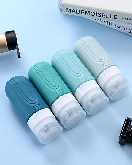 Travel Bottles for Toiletries, Tsa Approved 2oz Travel size Bottles, BPA Free Leak Proof Travels Toiletry Containers, Traveler Accessories with Toiletry Bag for Shampoo Liquid (4 Pack)