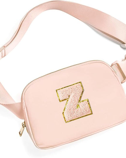 Gitus Gifts for 8 9 10 11 12 Year Old Girls Belt Bag Fanny Pack Crossbody Bags with Initial Letter Patch Cute Stuff Birthday Gifts for Teen Girls Women Personalized Trend Stuff (Coral Pink-Z)