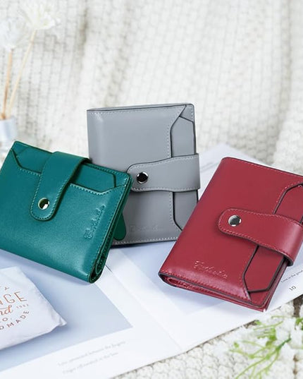 BOSTANTEN Women Leather Wallet RFID Blocking Small Bifold Zipper Pocket Wallet Card Case Purse with ID Window