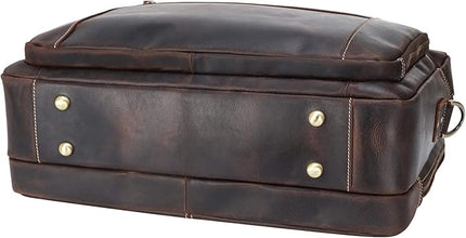 Men's Solid Thick Full Grain Leather 17.3" Laptop Briefcase Classic Messenger Bag Fit Business Travel | Solid, Thick, Full Grain Leather, 17.3", Classic, Fit, Business Travel